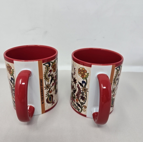 The Bombay Set of 2 Kalamkari Coffee Cups Hand Painted Exotic Beautiful Birds - Picture 4 of 11